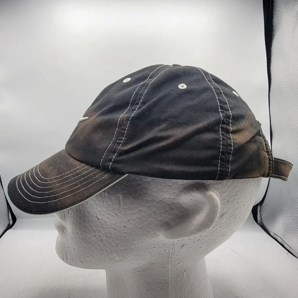 Nike Golf Hat Cap Distressed Black White Embroidered Adult Golfer Golfing